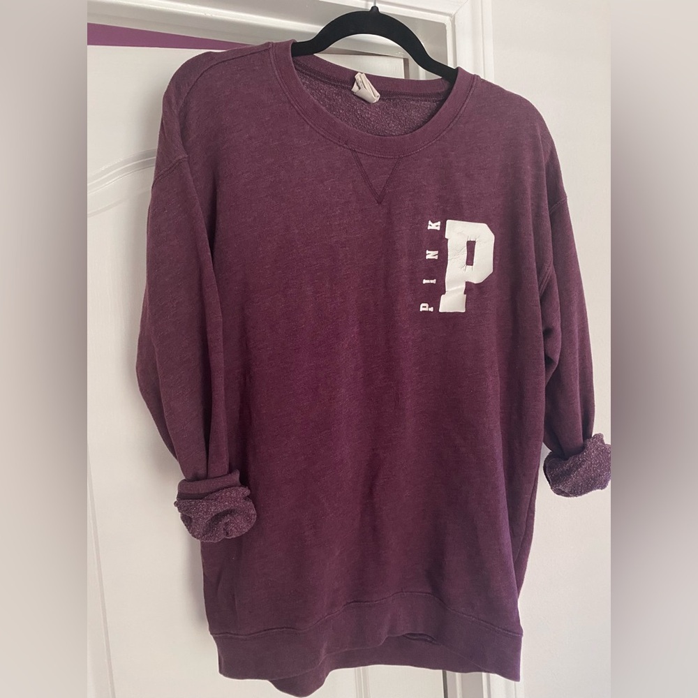 VS Pink‎ - Maroon Oversized Logo Sweatshirt - Victoria’s Secret